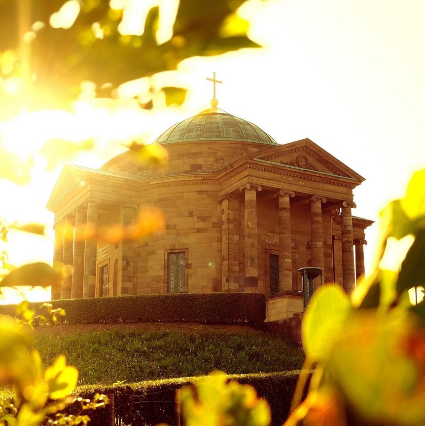 Grabkapelle auf dem Württemberg, Abendstimmung