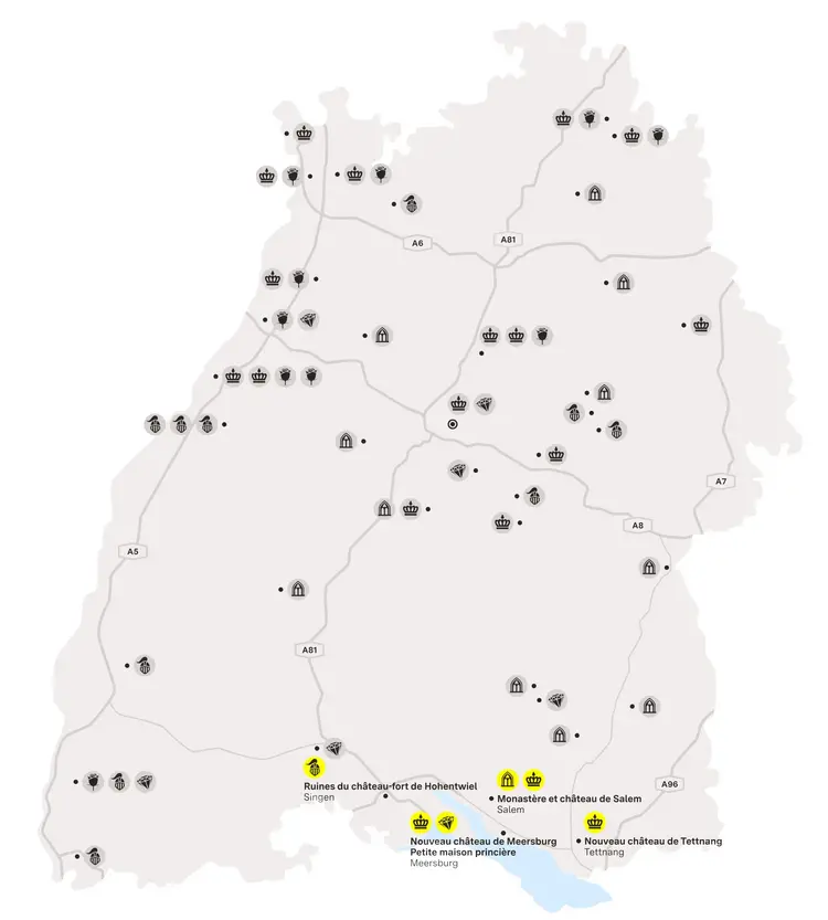 Visuel des Staatliche Schlösser und Gärten Baden-Württemberg, Illustration JUNG:Kommunikation Lac de Constance