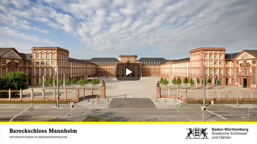 Startbildschirm des Filmes "Barockschloss Mannheim: Informationen in Gebärdensprache"