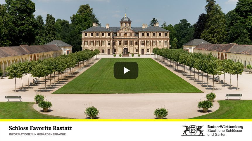 Startbildschirm des Filmes "Schloss Favorite Rastatt: Informationen in Gebärdensprache"