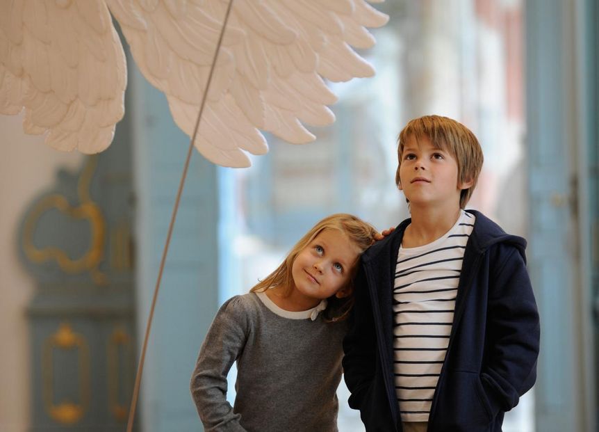 Schussenried Monastery, young visitors in the monastery museum