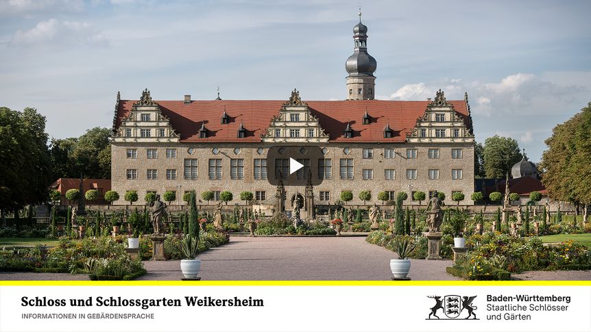 Startbildschirm des Filmes "Schloss und Schlossgarten Weikersheim: Informationen in Gebärdensprache"