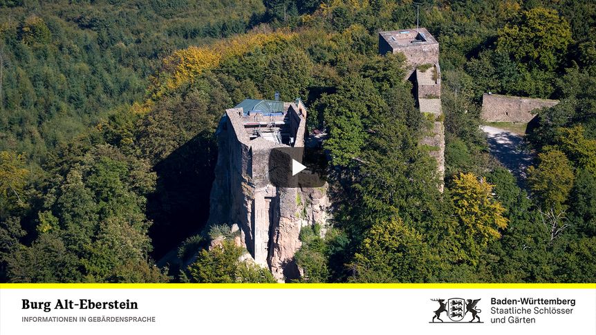 Startbildschirm des Filmes "Burg Alt-Eberstein: Informationen in Gebärdensprache"