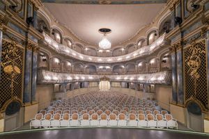 Schloss und Schlossgarten Schwetzingen, Schlosstheater, Blick in den Zuschauerraum