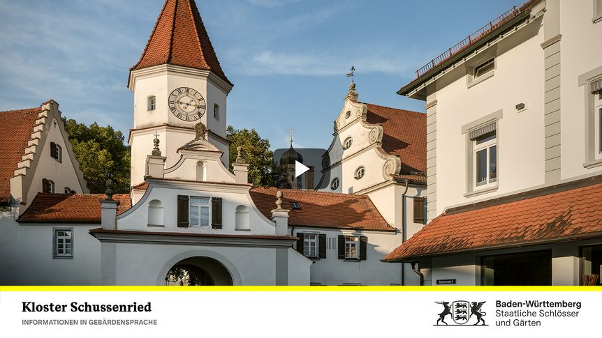 Startbildschirm des Filmes "Kloster Schussenried: Informationen in Gebärdensprache"