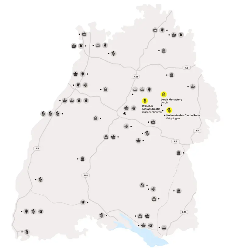 Illustration: Staatliche Schlösser und Gärten Baden-Württemberg, JUNG Kommunikation GmbH Eastern jura mountains & Göppingen